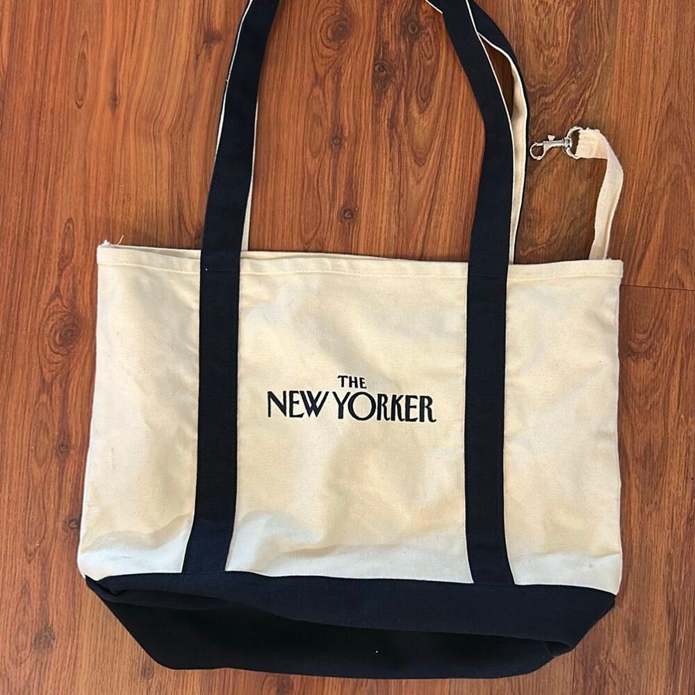 The New Yorker vintage black and cream canvas medium size tote bag